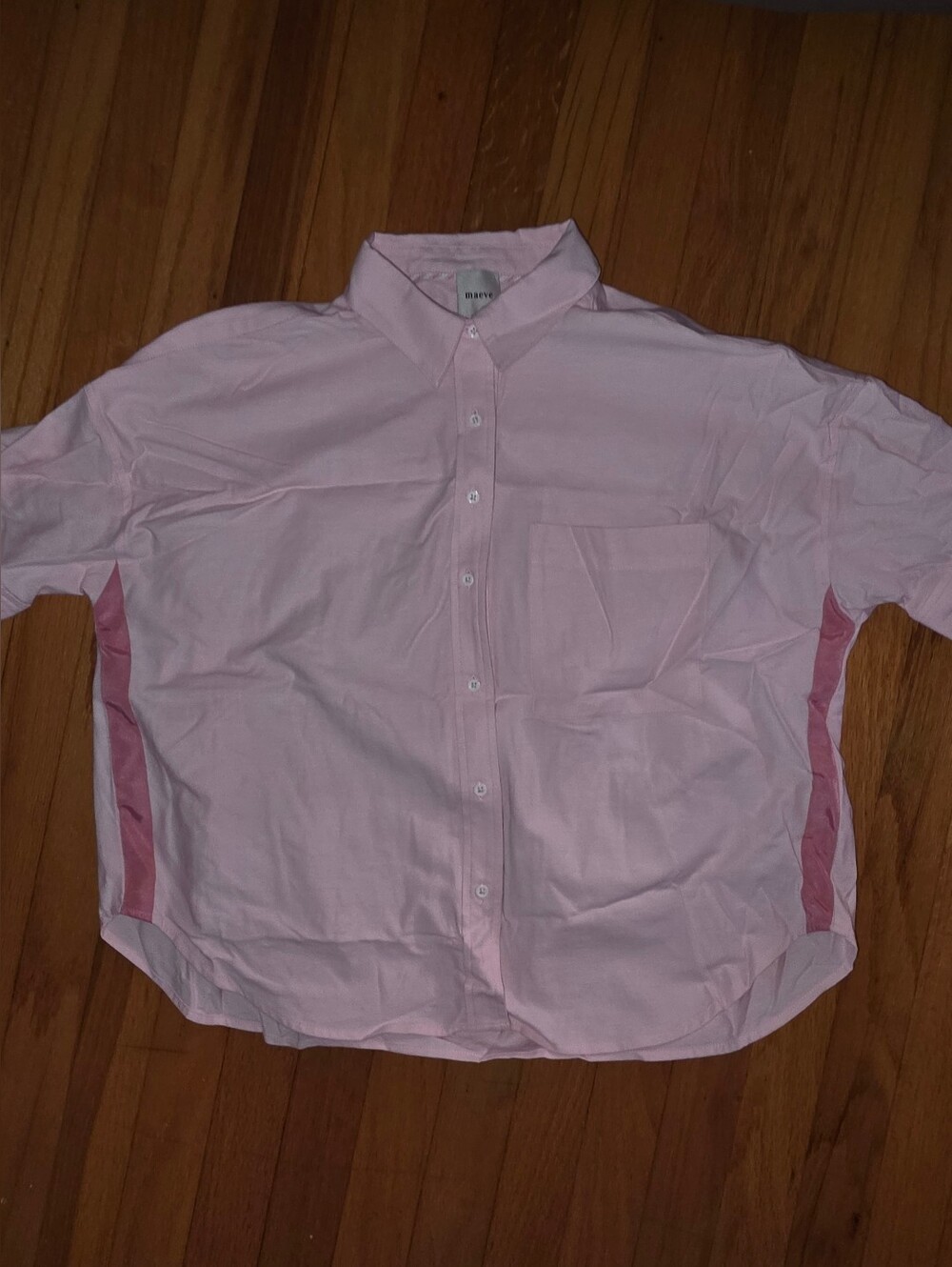 Mauve Light Pink Button-Down Shirt with Darker Pink Side Panels